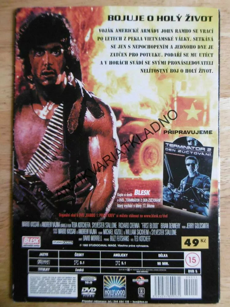 RAMBO, PRVNÍ KREV,DVD FILM,