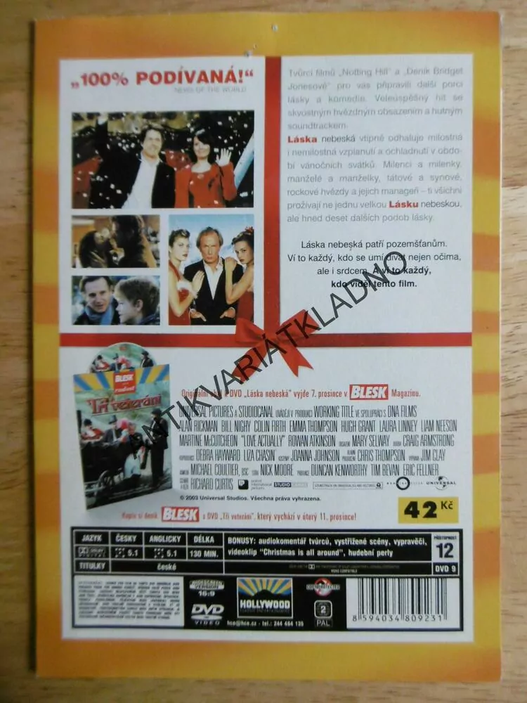 LÁSKA NEBESKÁ, HUGH GRANT, LIAM NEESON, COLIN FIRTH,  DVD FILM 