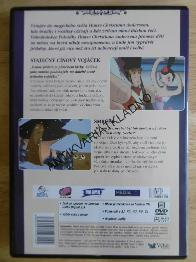 STATEČNÝ CÍNOVÝ VOJÁČEK,POHÁDKY HANSE CHRSTIANA ANDERSENA, DVD FILM