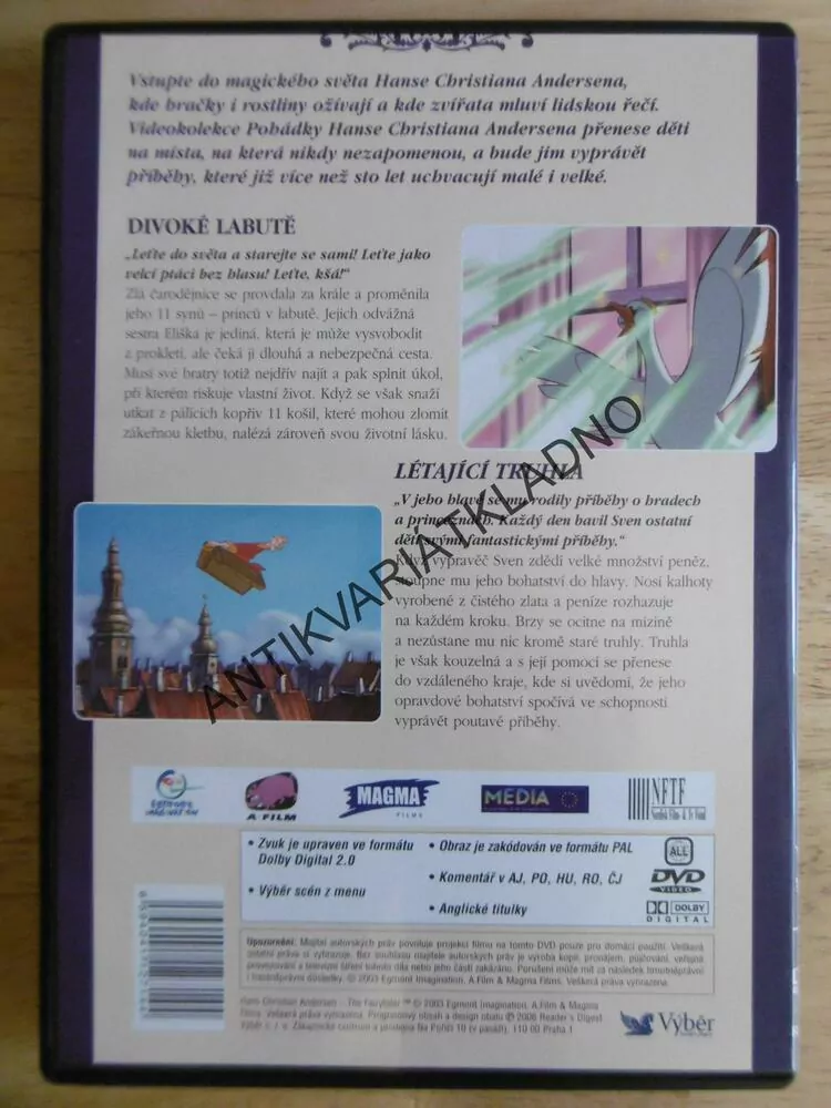 DIVOKÉ LABUTĚ A LÉTAJÍCÍ TRUHLA,POHÁDKY HANSE CHRSTIANA ANDERSENA, DVD FILM