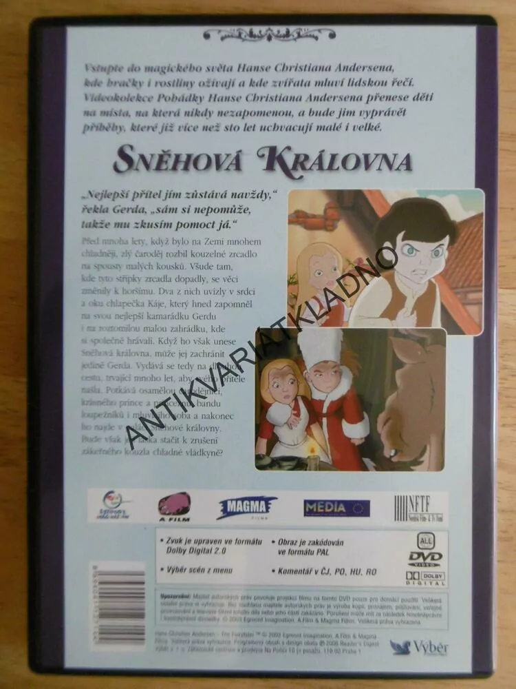 SNĚHOVÁ KRÁLOVNA, POHÁDKY HANSE CHRISTIANA ANDERSENA, DVD FILM 
