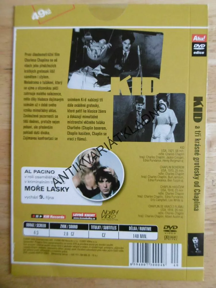 KID A TŘI KRÁSNÉ GROTESKY, CHARLIE CHAPLIN, DVD FILM