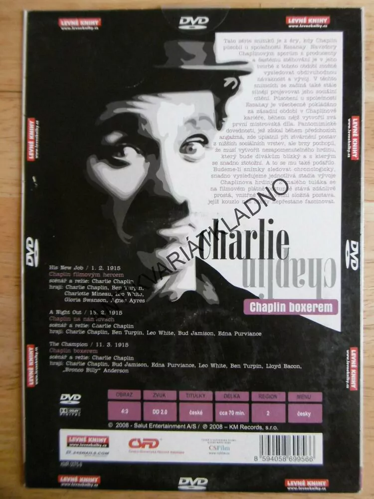 CHARLIE CHAPLIN BOXEREM, DVD FILM