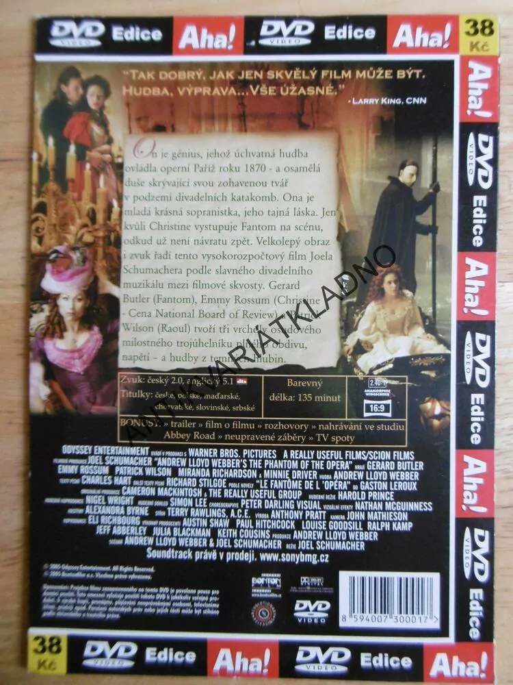 FANTOM OPERY, butler, DVD FILM 