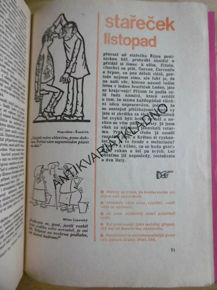 HUMORISTICKÝ MINIKALENDÁŘ DIKOBRAZU, 1975
