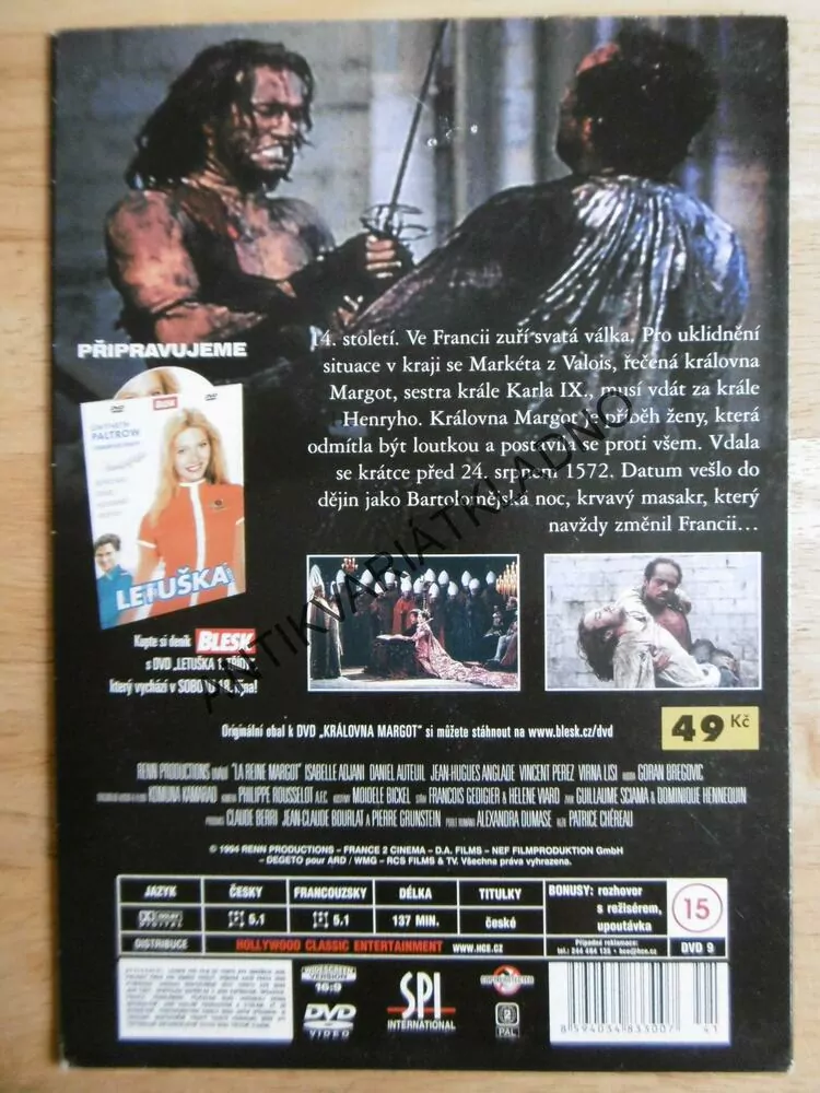 KRÁLOVNA MARGOT, DVD FILM
