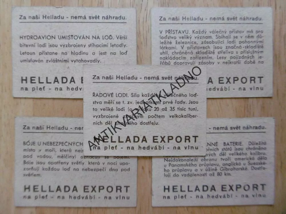SBĚRATELSKÉ VKLÁDACÍ KARTIČKY DO MÝDEL, KOSMETIKA HELLADA, NÁMOŘNÍ DOPRAVA, LODĚ