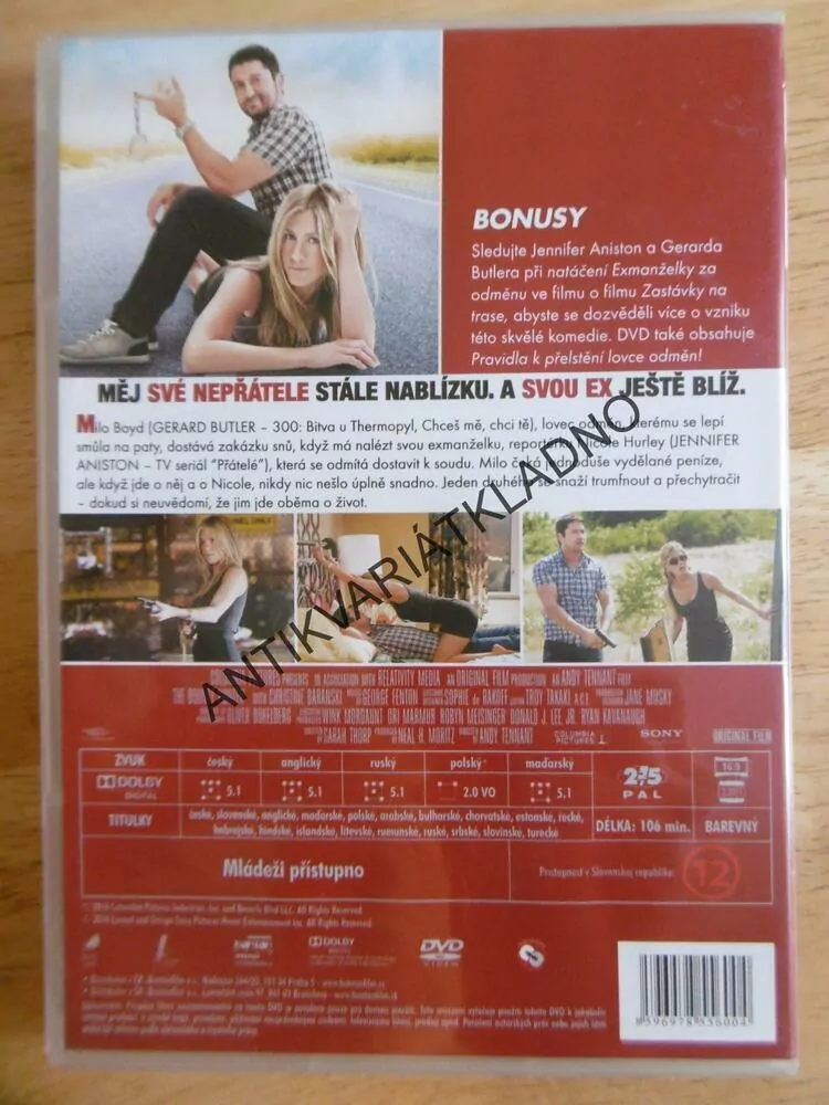 EXMANŽELKA ZA ODMĚNU, JENNIFER ANISTON, GERARD BUTLER, DVD FILM