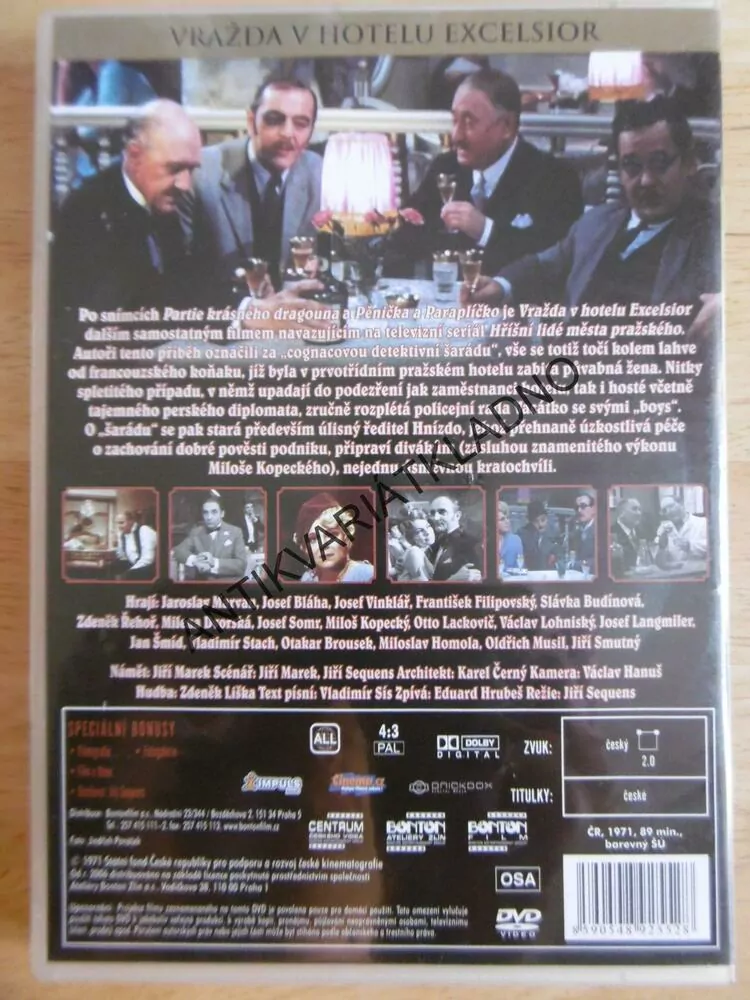 VRAŽDA V HOTELU EXCELSIOR, DVD FILM