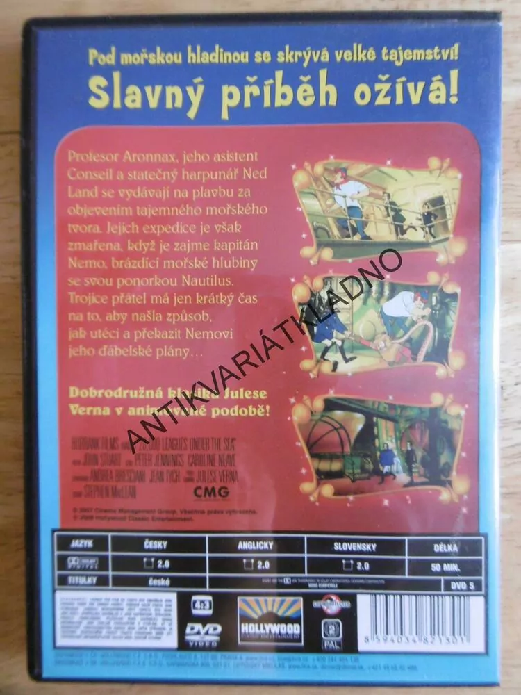 20000 MIL POD MOŘEM, JULES VERNE, DVD FILM