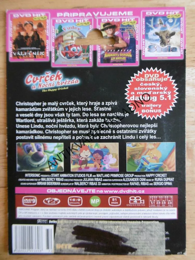 CVRČEK A NOČNÍ HVĚZDA, DVD FILM 