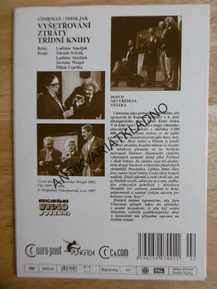 JÁRA CIMRMAN, VYŠETŘOVÁNÍ ZTRÁTY TŘÍDNÍ KNIHY, DVD FILM ČR