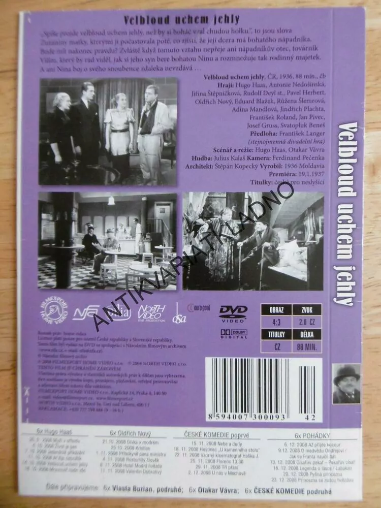 VELBLOUD UCHEM JEHLY, HUGO HAAS, DVD FILM