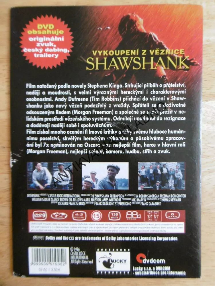 VYKOUPENÍ Z VĚZNICE SHAWSHANK, DVD FILM