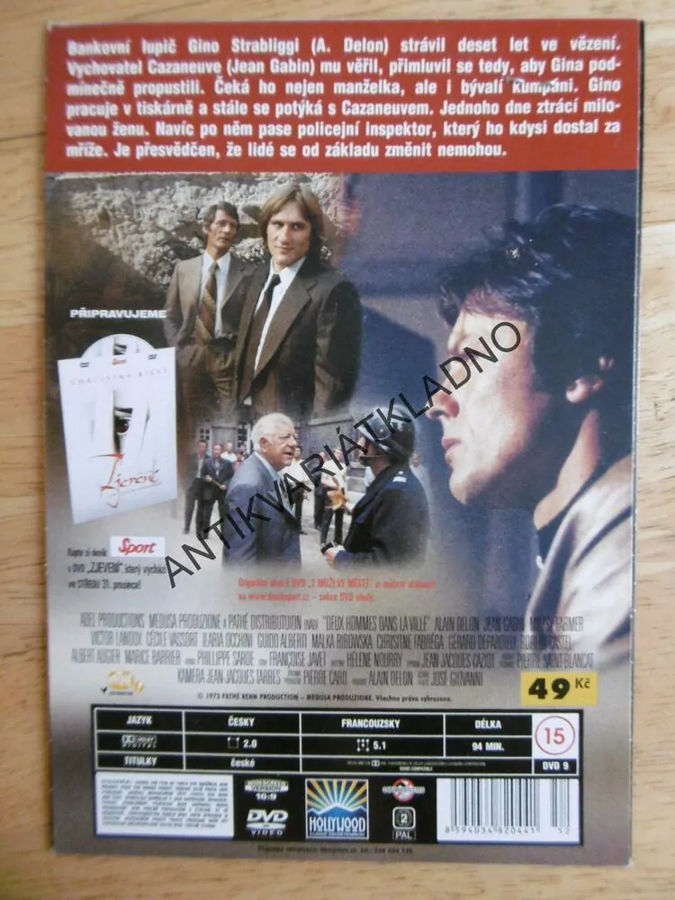 2 MUŽI VE MĚSTĚ, ALAIN DELON, JEAN GABIN, DVD FILM