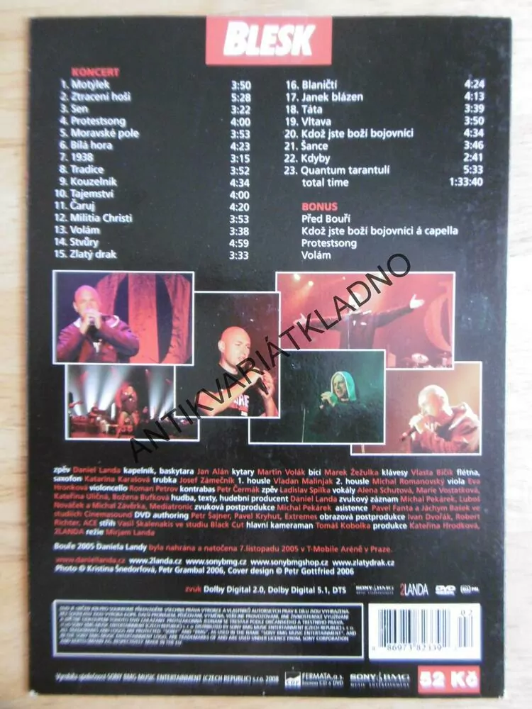 BOUŘE, DANIEL LANDA, LIVE KONCERT, DVD FILM