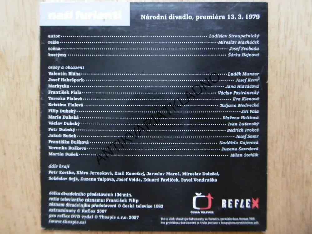 NAŠI FURIANTI,NÁRODNÍ DIVADLO 1979, DVD FILM,