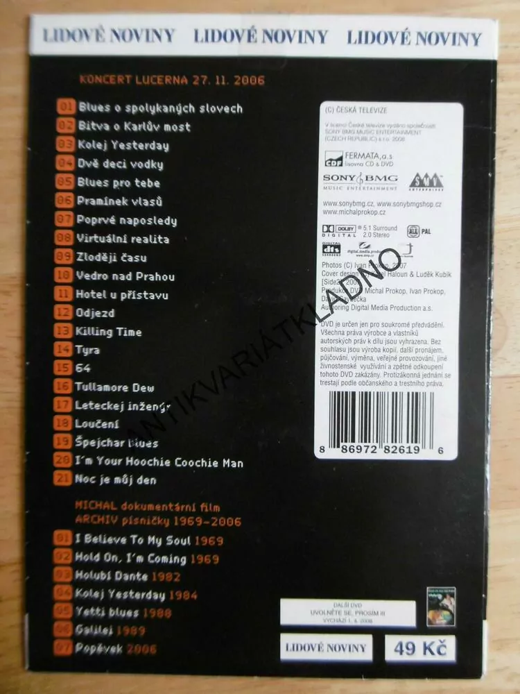 DVD - MICHAL PROKOP, FRASMUS FIVE, LIVE 60 LUCERNA 2006