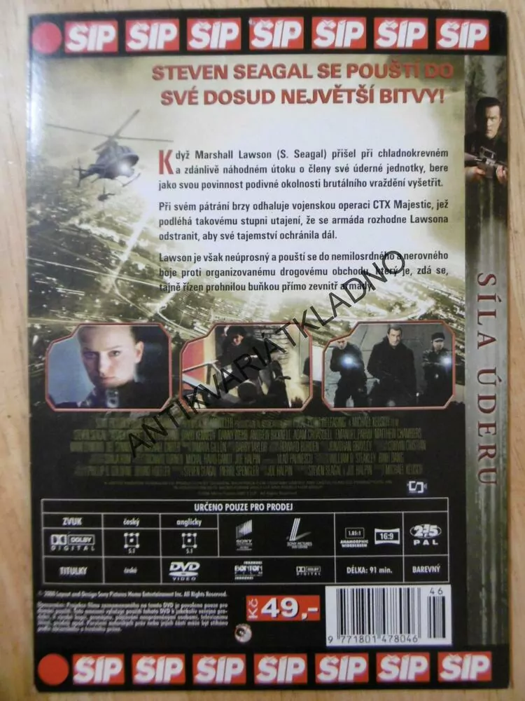 SÍLA ÚDERU, STEVEN SEAGAL, DVD FILM 