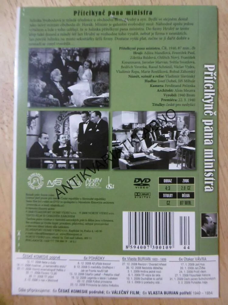 PŘÍTELKYNĚ PANA MINISTRA, OLDŘICH NOVÝ, MANLDOVÁ, DVD FILM