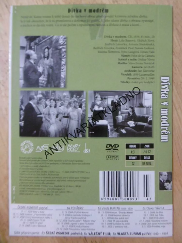 DÍVKA V MODRÉM, OLDŘICH NOVÝ, BAAROVÁ, DVD FILM 