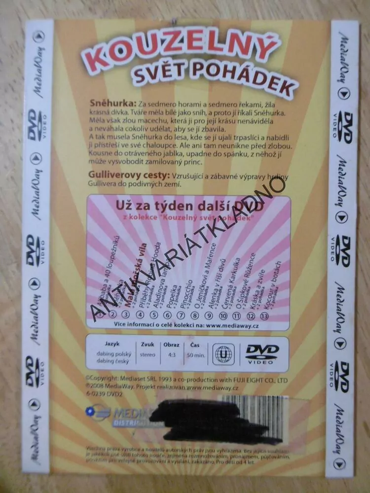 KOUZELNÝ SVĚT POHÁDEK, SNĚHURKA, GULLIVEROVY CESTY, DVD FILM