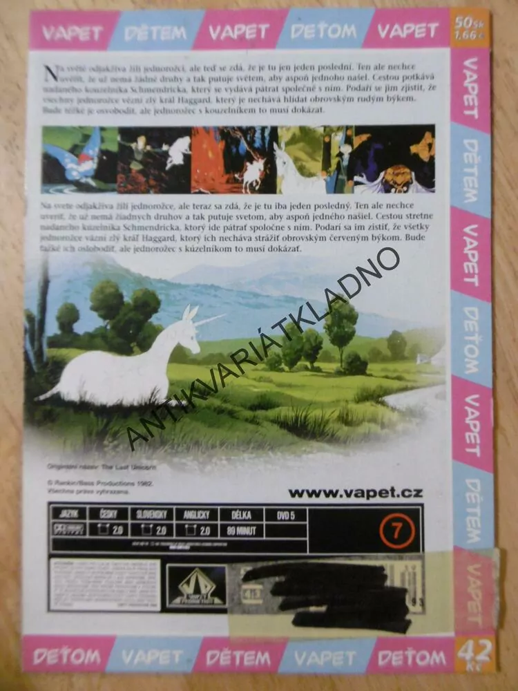 POSLEDNÍ JEDNOROŽEC, DVD FILM