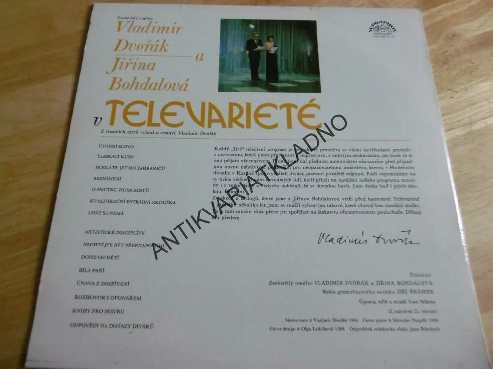 TELEVARIETÉ, VLADIMÍR DVOŘÁK, JIŘINA BOHDALOVÁ, LP