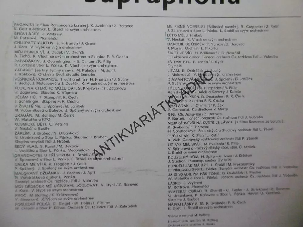 XIV. ALBUM SUPRAPHONU, KAREL GOTT, NECKÁŘ, ROTTROVÁ, MATUŠKA, VONDRÁČKOVÁ, ČERNOCKÁ, AJ.
