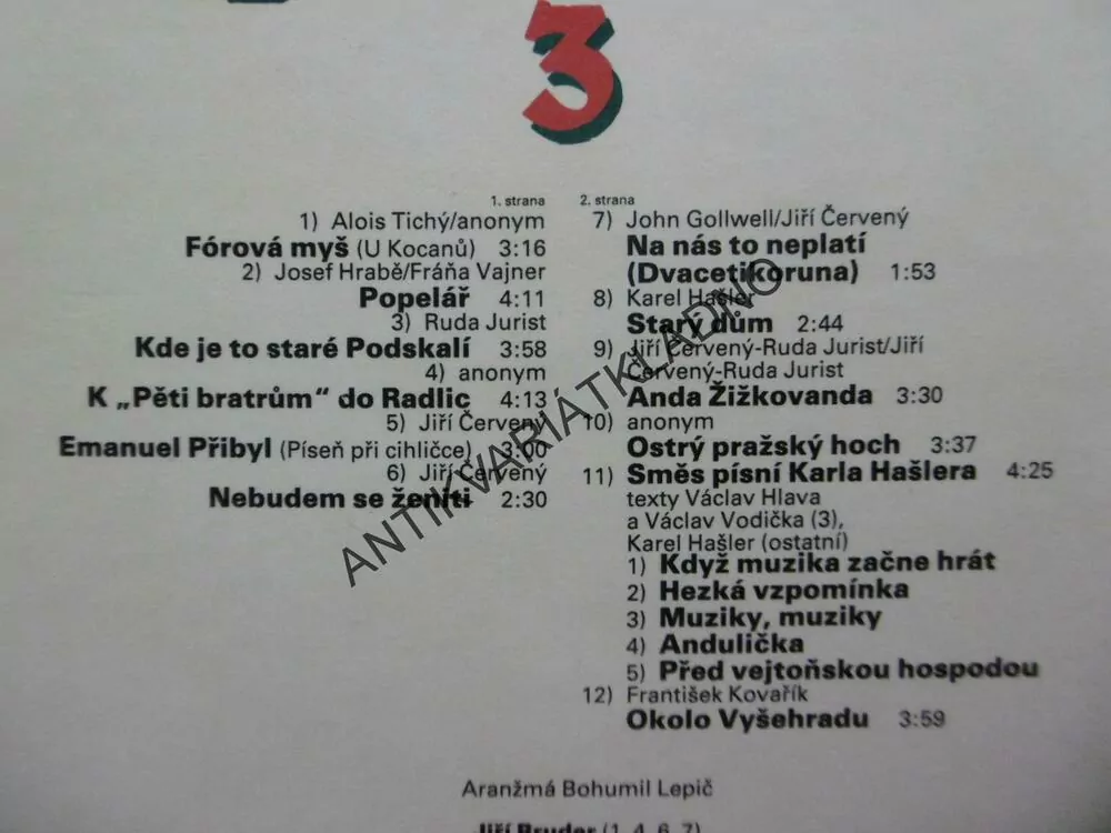 STAROPRAŽSKÉ PÍSNIČKY 3., KOZDERKOVÁ, ZÍMA, FILIPOVSKÁ