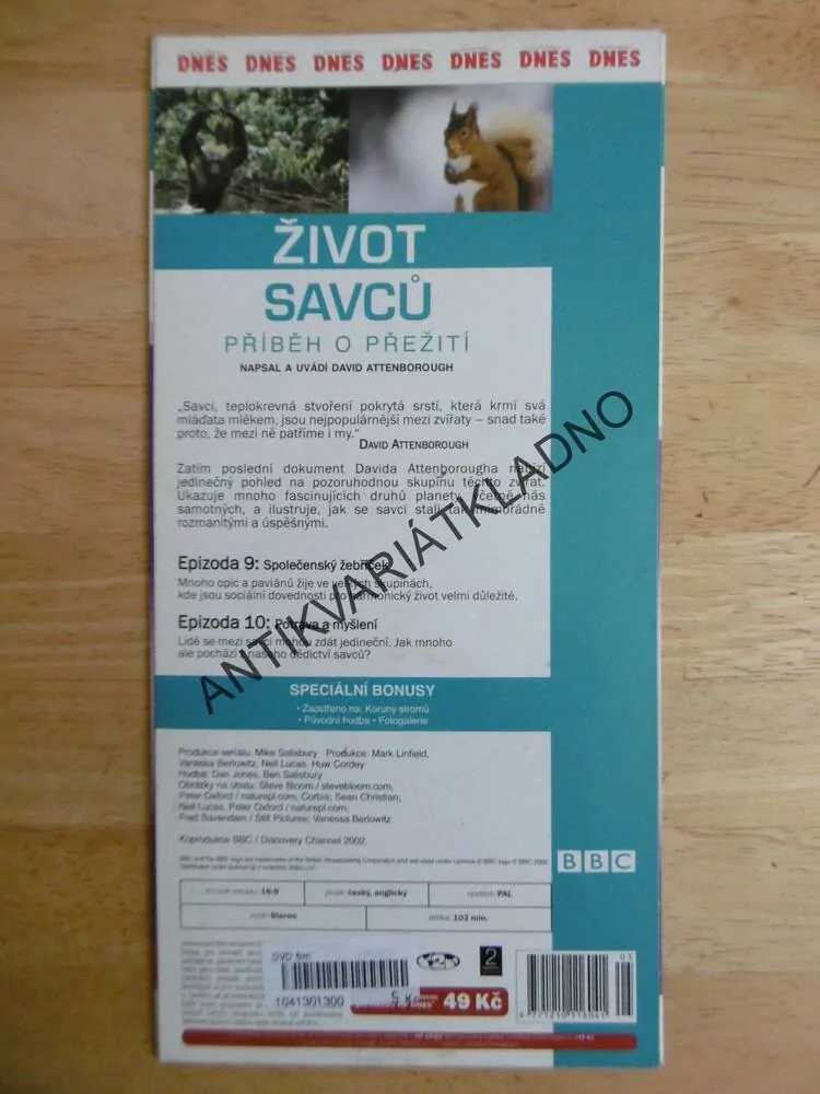 ŽIVOT SAVCŮ, PŘÍBĚH O PŘEŽITÍ 5., BBC, DVD FILM DOKUMENT