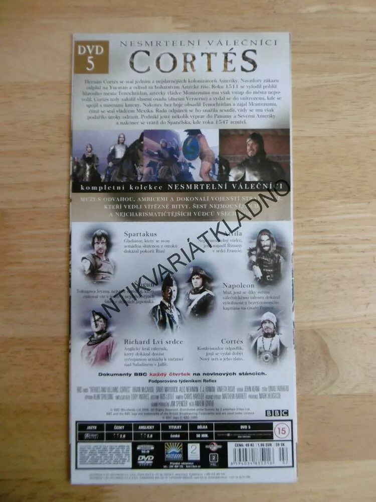 NESMRTELNÍ VÁLEČNÍCI, CORTÉS, BBC, DVD FILM DOKUMENT