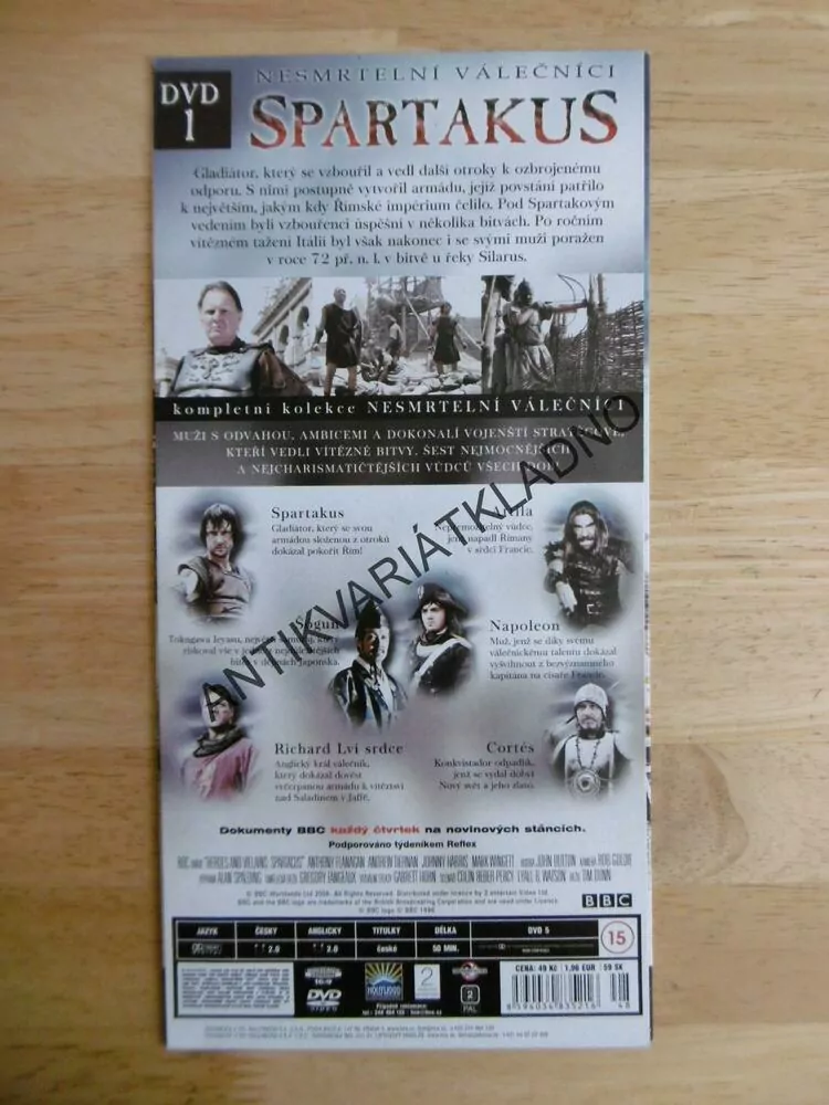 NESMRTELNÍ VÁLEČNÍCI, SPARTAKUS, BBC, DVD FILM DOKUMENT