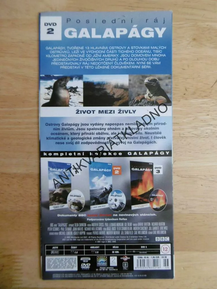 POSLEDNÍ RÁJ, GALAPÁGY, 2., BBC, DVD FILM DOKUMENT