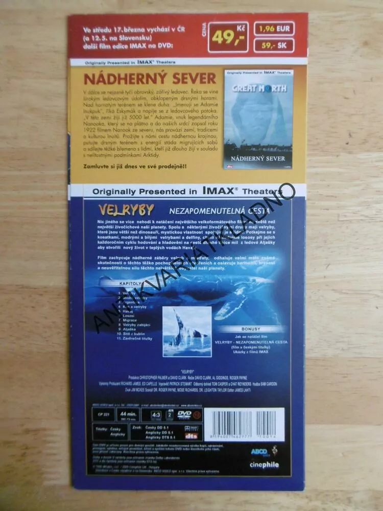 VELRYBY, IMAX, DVD FILM DOKUMENT