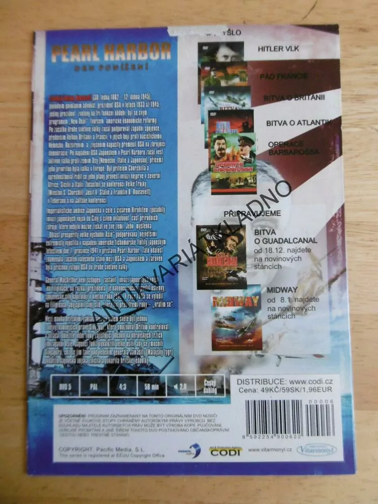 PEARL HARBOR, DEN PONÍŽENÍ, DOKUMENT DVD FILM 2.SVĚT.VÁLKA
