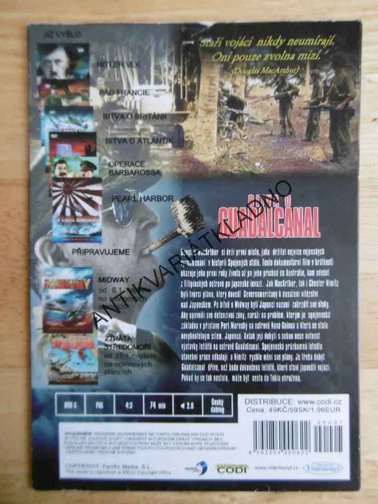 BITVA O GUADALCANAL, DOKUMENT DVD FILM 2.SVĚT.VÁLKA