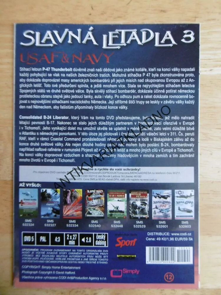 SLAVNÁ LETADLA 3., USAF A NAVY, DVD DOKUMENT SVĚT.VÁLKA