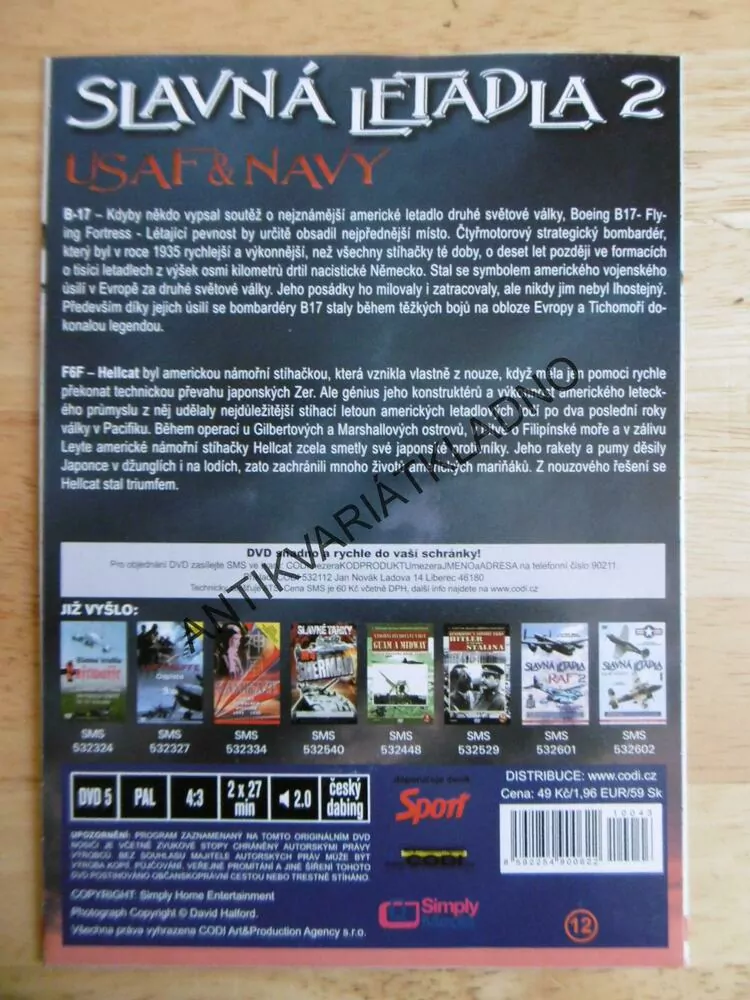 SLAVNÁ LETADLA 2., USAF A NAVY, DVD DOKUMENT SVĚT.VÁLKA