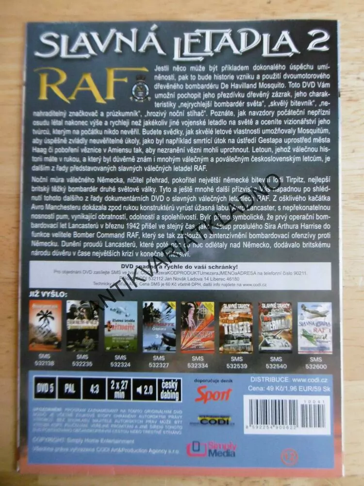 SLAVNÁ LETADLA 2., RAF, DVD DOKUMENT SVĚT.VÁLKA