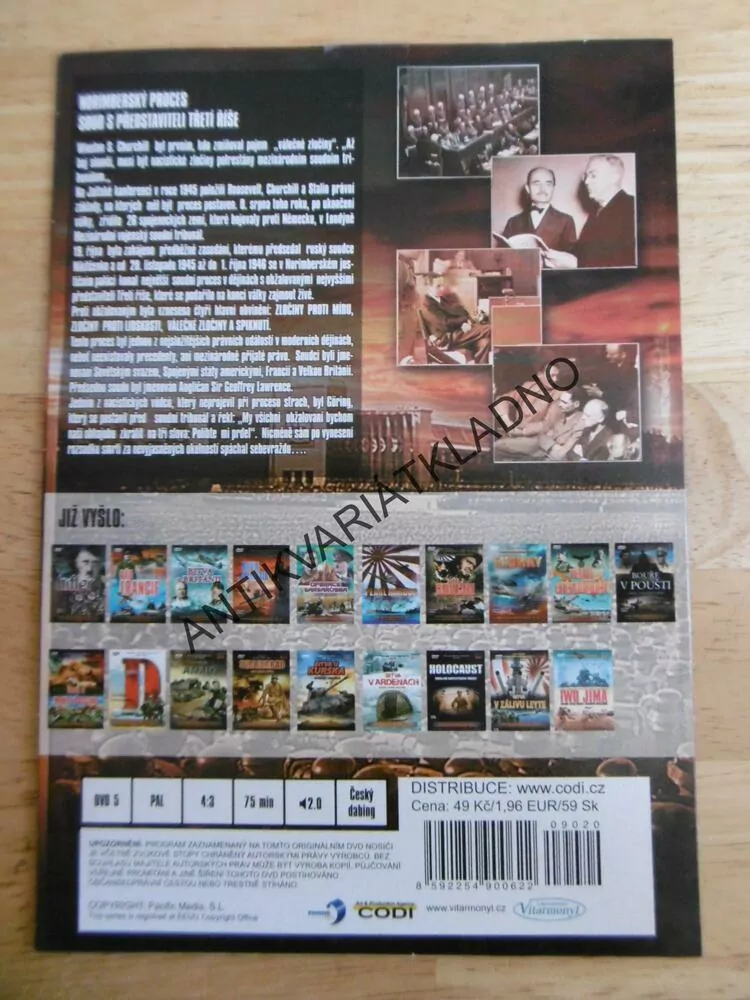 NORIMBERSKÝ PROCES,SOUD S PŘEDSTAVITELI TŘETÍ ŘÍŠE, DOKUMENT DVD FILM 2.SVĚT.VÁLKA