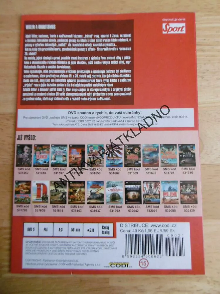 HITLER A OKULTISMUS, DOKUMENT DVD FILM 2.SVĚT.VÁLKA