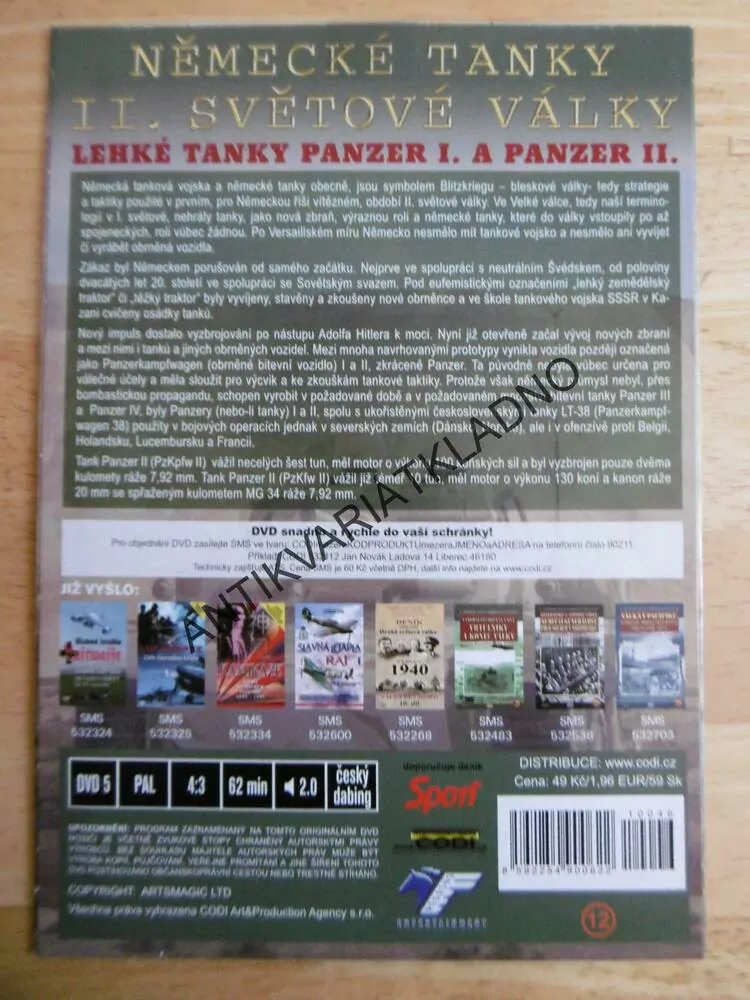 NĚMECKÉ TANKY PANZER I, II, DOKUMENT DVD FILM 2.SVĚT.VÁLKA