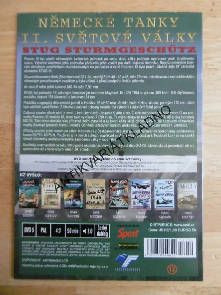 NĚMECKÉ TANKY STUG III. A IV., DOKUMENT DVD FILM 2.SVĚT.VÁLKA