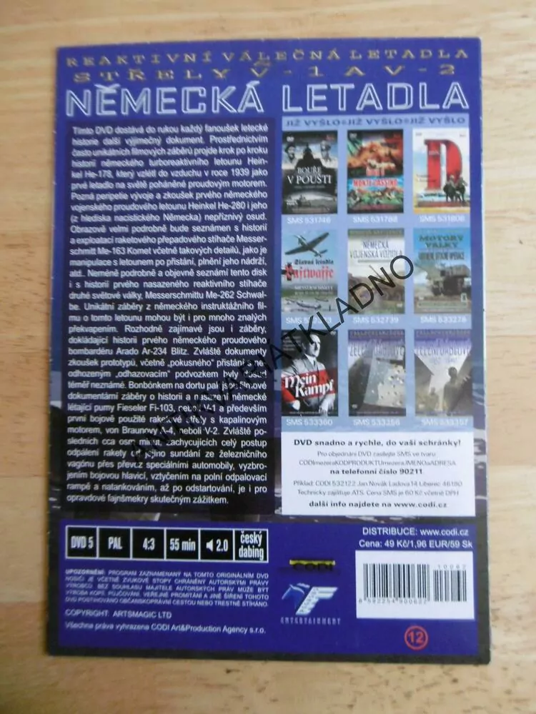 REAKTIVNÍ VÁLEČNÁ LETADLA VS STŘELY V-1 A V-2, NĚMECKÁ LETADLA, DOKUMENT DVD FILM 2.SVĚT.VÁLKA