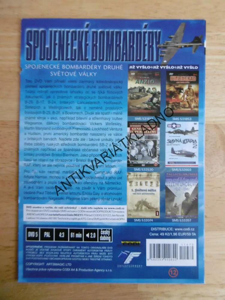 SPOJENECKÉ BOMBARDÉRY, DOKUMENT DVD FILM 2.SVĚT.VÁLKA