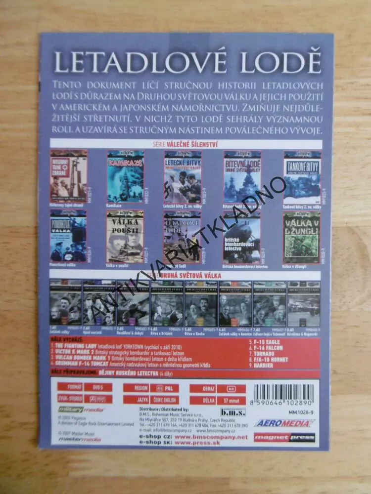 LETADLOVÉ LODĚ, VÁLEČNÉ ŠÍLENSTVÍ 8., DOKUMENT DVD FILM 2.SVĚT.VÁLKA