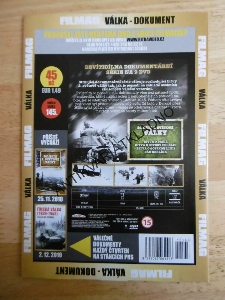 BOJIŠTĚ 2. SVĚTOVÉ VÁLKY 8., DOKUMENT DVD FILM 2.SVĚT.VÁLKA