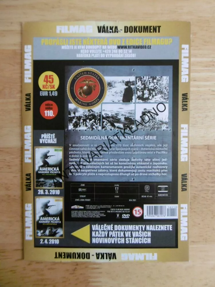 AMERICKÁ NÁMOŘNÍ PĚCHOTA, DOKUMENT DVD FILM 2.SVĚT.VÁLKA