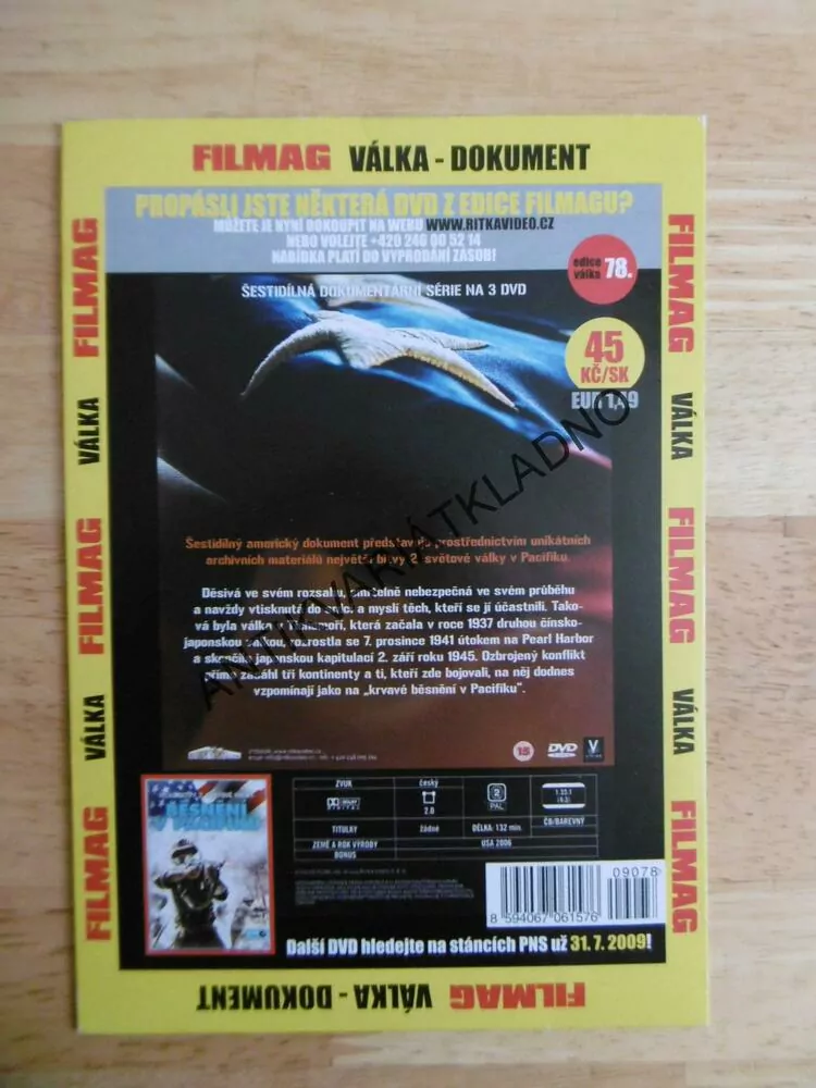 BĚSNĚNÍ V PACIFIKU, DOKUMENT DVD FILM 2.SVĚT.VÁLKA